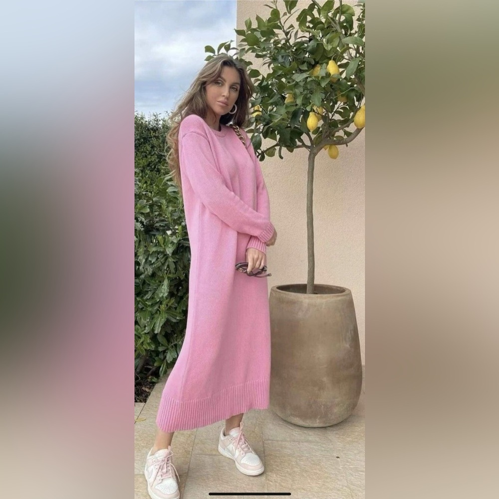 Zara Pink Knit Oversized Sweater Dress Size S